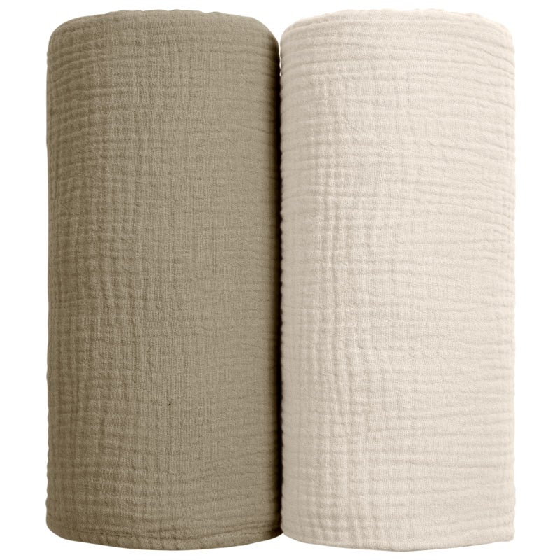 Lulu moon lulumoon Muslin Swaddle Blanket Baby - Cotton Swaddling Blanket Soft Baby Receiving Blankets Neutral 2Pack(Olive) - Image 1